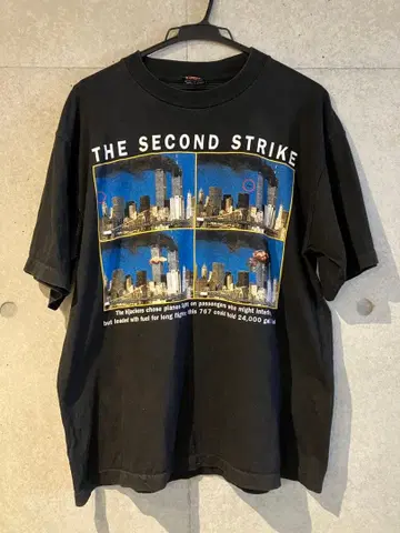 9.11 미국 동시 다발 테러 프린트 T셔츠 L 사이즈