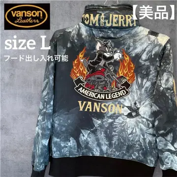 새상품급 [VANSON] 톰 제리 집업 후드티 자수 와펜 XL