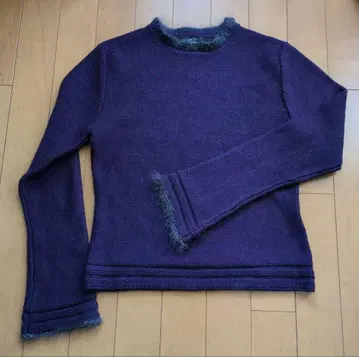 코리네 사류 울 100% 퍼플 니트 스웨터 투모로우랜드