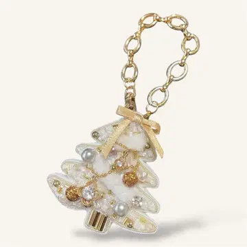 크리스마스 골드 계열 백참 비즈 자수 브로치 핸드메이드