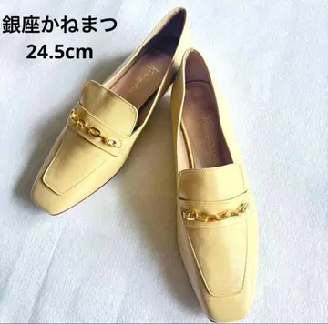 [긴자 카네마츠] 펌프스 크림색 24.5cm 하자품 미사용 새상품 로우힐