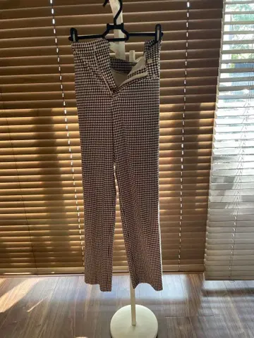 ESTNATION 여성용 체크 무늬 스트레이트 팬츠