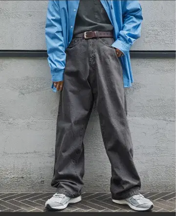 하이웨스트 와이드 스트레이트 빈티지 워시 데님 팬츠