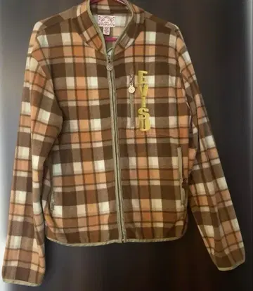 에비수 EVIS 플리스 오렌지 체크 긴팔