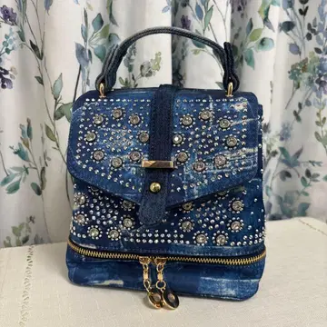 데님 스터드 백팩형 핸드백