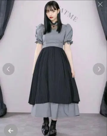 [ eatme ] 플리츠 에이프런 포함 원피스 S 사이즈