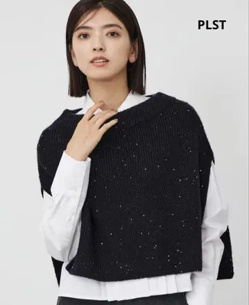 [ 새상품 ] PLST 스팽글 니트 케이프