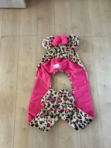 레오파드 무늬 귀달이 플리스 모자