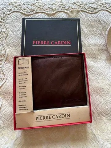 PIERRE CARDIN 브라운 이단 접이식 지갑
