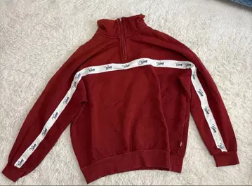 KEBOZ 빨간색 하프 지퍼 맨투맨