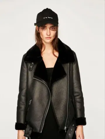 ZARA 자라 페이크 무스탕 라이더 자켓 S 블랙