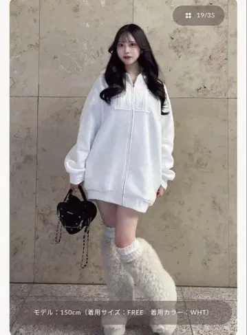 아플리케 DD 로고 후드티 - FREE / WHT