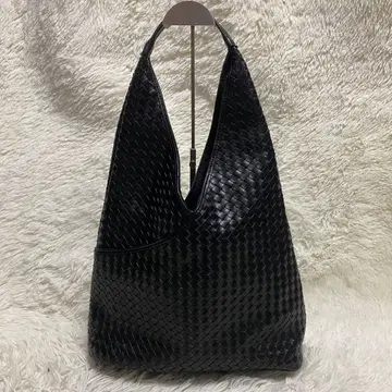 새상품급 KISCO 원 숄더 백 블랙 뜨개질 인조 가죽