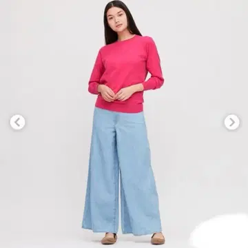 UNIQLO 코튼 캐시미어 크루넥 스웨터 핑크 XL