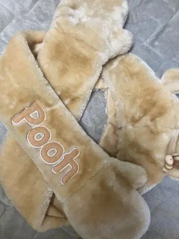 푸우 귀 달린 머플러 장갑 미튼 포함 팬캡 디즈니 미튼