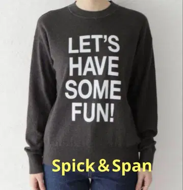 Spick & Span 러버 프린트 니트 풀오버 그레이 로고 니트