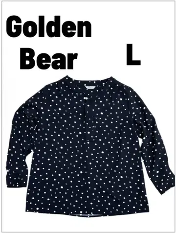 Golden Bear 도트 무늬 긴팔 셔츠 L 수트 캐주얼 블랙