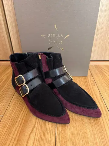 STELLA Sofia 이탈리아제 부츠 블랙 와인 레드 사이즈 37