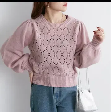 NICE CLAUP 키라키라 비쥬 니트 핑크 프리 사이즈