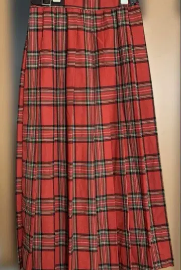 사만사 모스모스 빨간색 체크 플리츠 스커트