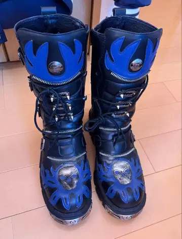 new rock 통굽 부츠 스컬 파랑