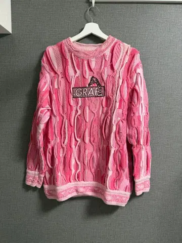 GRAFA 케이블 니트 핑크 스웨터