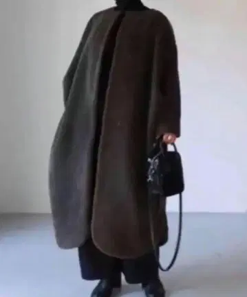 재인하! 새상품급 아기유 ARGUE 보아 롱 코트 브라운