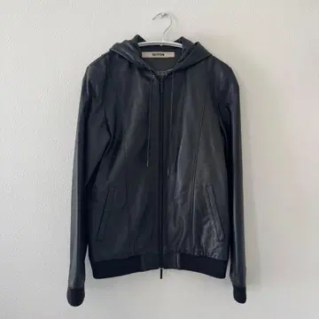 FACTOTUM 후드 부착 가죽 자켓 블랙