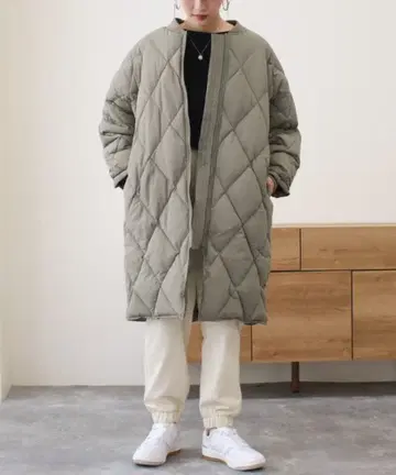 sacai girl 다이아 퀼트 롱 코트