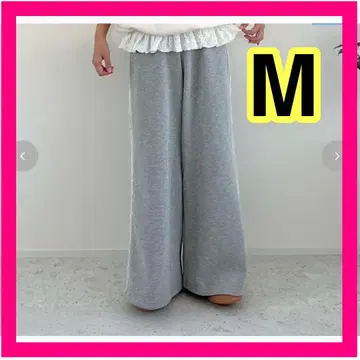 시마무라 ayano 레이스 스웨트 팬츠 M 그레이 속기모