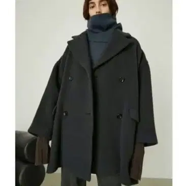 리무아크 wide double breasted 코트 블랙