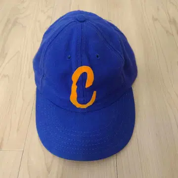 빈티지 캡 40s~? 레어 빈가죽 사양 파란색 코튼 오렌지 로고