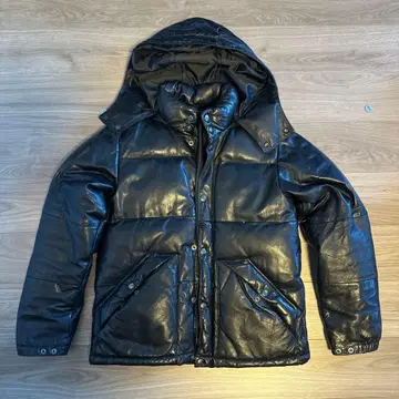 아메리칸 러그 씨 가죽 후드 부착 다운 자켓 블랙