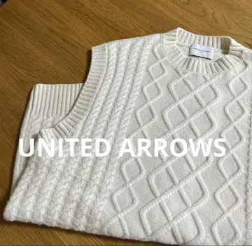 UNITED ARROWS 캐시미어 혼방 아이보리 케이블 니트 F 사이즈