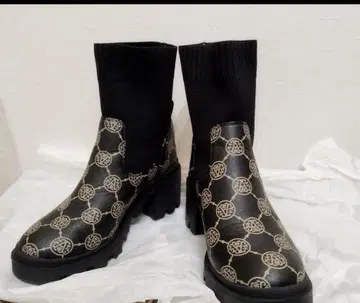 AnneCoquine 사이드 고어 부츠 M 모노그램 패턴