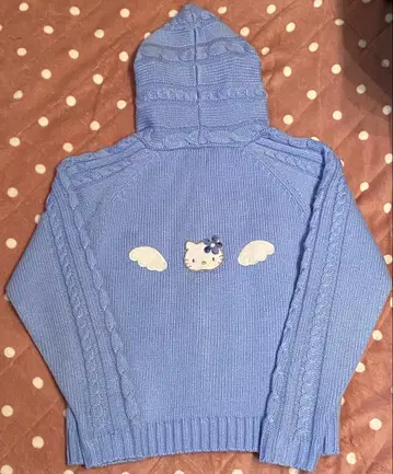 산리오 헬로키티 니트 후드티 지퍼 엔젤