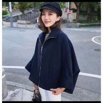 쉘러 네이비 지퍼 달린 판초