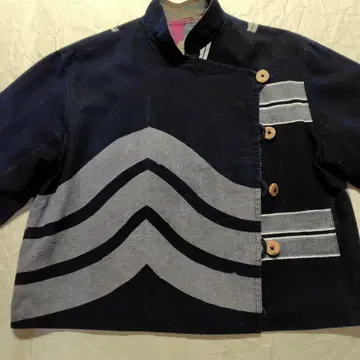 네이비 나염 빈티지 원단 리메이크 자켓