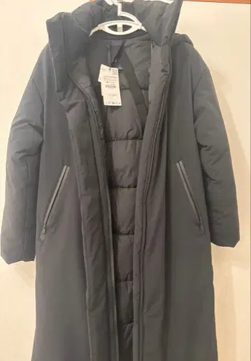 ZARA 블랙 후드 부착 롱 다운 자켓 XS