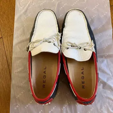 REGAL 로퍼 화이트/네이비/레드