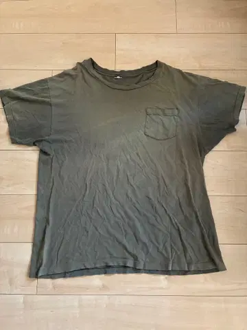 90's 헤인즈 포켓t셔츠 카키 빈티지 데미지 보로