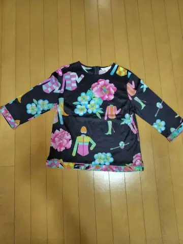 여성용 꽃무늬 7부 소매 티셔츠