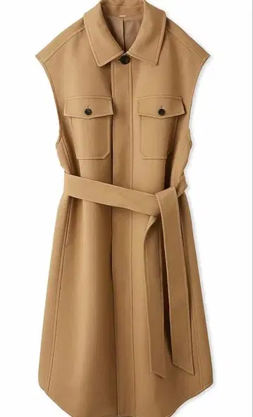 새상품급 Mila Owen 리버라이크 스텐칼라 롱 베스트 카멜