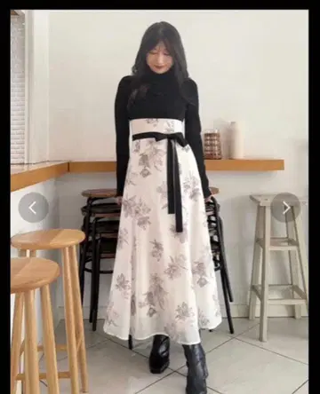 Mercury duo 플라워 도킹 롱 슬리브 원피스 S