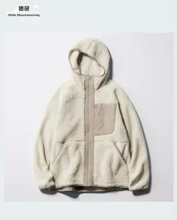 UNIQLO 화이트 마운티니어링 플리스 후드티