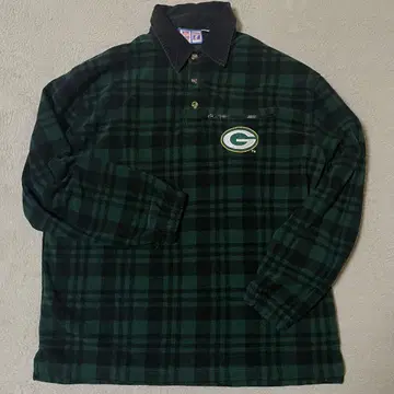 90s 그린베이 패커스 플리스 풀오버 자수 코듀로이 옷깃