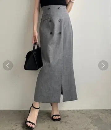 anuans 더블 버튼 펜슬 스커트