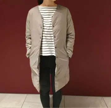 무인양품 경량 포켓 다운 코트 노카라 M L 정가 9990엔