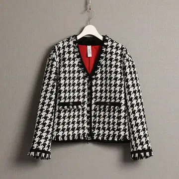 CHONO 튤 하운드투스 트위드 노카라 자켓