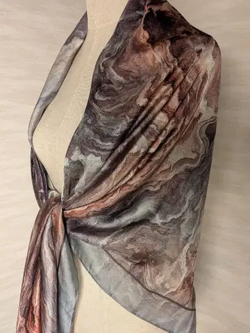 마블 무늬 실크 숄